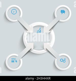 4 frecce di taglio carta Centro anello 4 anelli PiAd Foto Stock