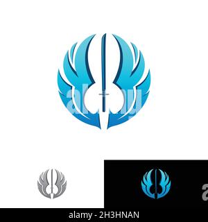 Ala modello vettoriale astratto design con spada su sfondo bianco. Illustrazione vettoriale EPS.8 EPS.10 Illustrazione Vettoriale
