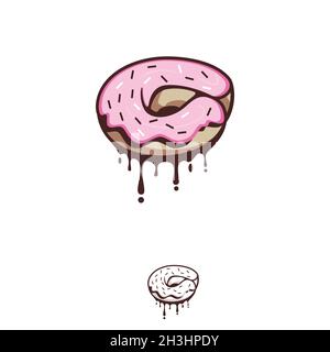 La migliore e deliziosa lettera astratta C Donuts negozio simbolo per caffè e panetteria. Illustrazione vettoriale EPS.8 EPS.10 Illustrazione Vettoriale