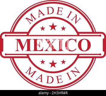 Icona Made in Mexico label con emblema di colore rosso su sfondo bianco. Elemento di design con logo di qualità vettoriale. Illustrazione vettoriale EPS.8 EPS.10 Illustrazione Vettoriale