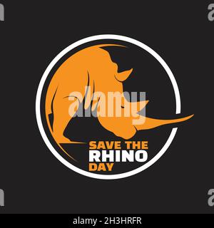 Salva il design delle lettere del giorno Rhino in stile astratto. Illustrazione vettoriale EPS.8 EPS.10 Illustrazione Vettoriale
