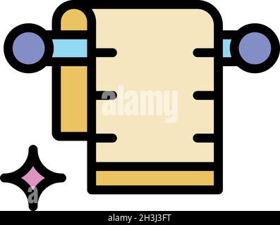 Icona asciugamano da bagno. Contorno asciugamano vettore icona colore piatto isolato Illustrazione Vettoriale