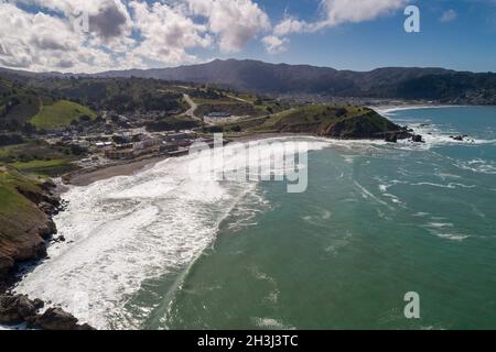 Pacifica e Linda Mar città nella contea di San Mateo, California, sulla costa dell'Oceano Pacifico tra San Francisco e Half Moon Bay Foto Stock