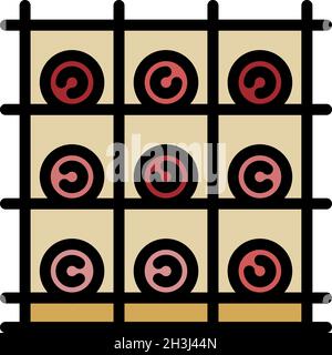 Icona del rack flaconi. Icona vettoriale del rack flaconi outline con colore piatto isolato Illustrazione Vettoriale