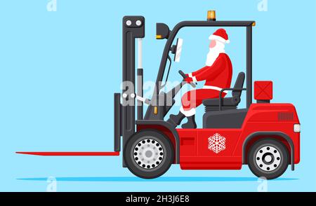 Babbo Natale in carrello rosso vuoto. Illustrazione Vettoriale