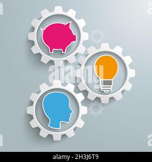 3 ingranaggi Piggy Bank Bulb PiAd Foto Stock