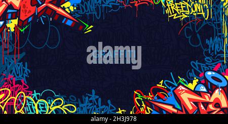 Colorful Abstract Hip Hop Street Art Graffiti Style Urban Calligraphy Vector Illustration background Art Illustrazione Vettoriale