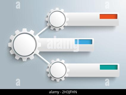 Infografica 3 ingranaggi di rete Mezzitoni banner PiAd Foto Stock