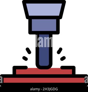 Icona della fresatrice per rimorchio. Profilo rimorchio fresatrice vettore icona colore piatto isolato Illustrazione Vettoriale