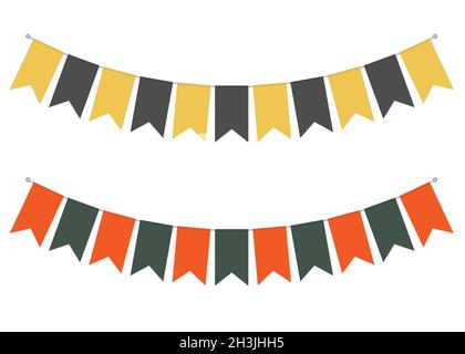 Pennant banner streamers, illustrazione vettoriale. Bandiere di sospensione. Decorazioni per feste in ghirlanda. Conigli di festa Illustrazione Vettoriale