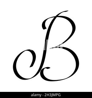 Prima lettera maiuscola B logo, calligrafia disegno stock illustrazione Illustrazione Vettoriale