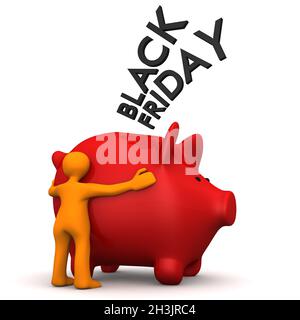 Manichino Black Friday Piggy Bank Foto Stock