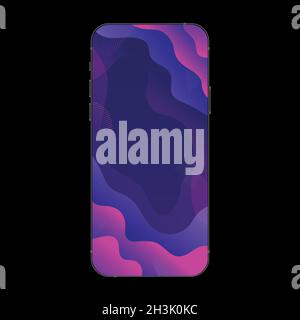 Modello realistico per smartphone con sfondo blu e rosa sfumato. Modello mobile vettoriale. Illustrazione vettoriale Illustrazione Vettoriale