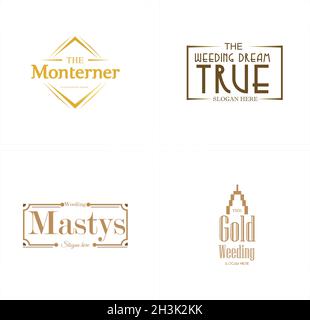 Moderno edificio di città matrimonio immobiliare logo design Illustrazione Vettoriale