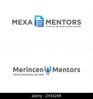 Moderno mentoring business coaching penna documento logo design Illustrazione Vettoriale