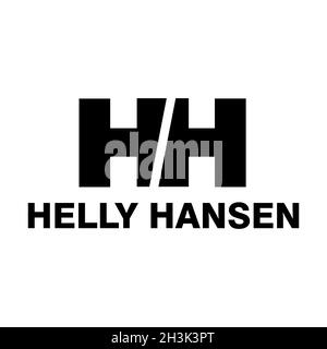 Logo del marchio di abbigliamento sportivo Helly Hansen. Immagine editoriale. VINNITSIA, UCRAINA. GIUGNO 23, 2021 Illustrazione Vettoriale
