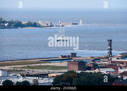 Intorno al Regno Unito - Una giornata a Liverpool - viste dalla radio City Tower - Fort Perch Rock, New Brighton Foto Stock