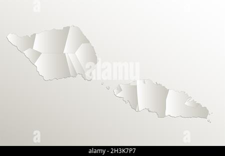 Mappa dell'isola di Samoa, divisione amministrativa, separa le regioni, carta da cartolina 3D naturale, vuota Foto Stock