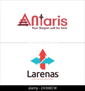 Linea piatta moderna freccia croce salute aziendale logo design Illustrazione Vettoriale