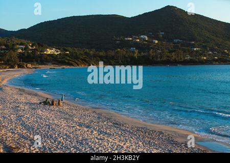 FRANCIA. CORSICA DEL SUD (2A) REGIONE DI AJACCIO.COTI CHIAVARI. SPIAGGIA DI PLAGE D'ARGENT. Foto Stock