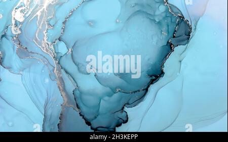 Acquerello Ocean Water. Su carta. Inchiostri alcolici Foto Stock