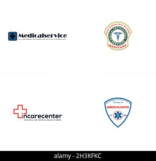 Moderno centro medico farmacia cauceus croce salute logo design Illustrazione Vettoriale