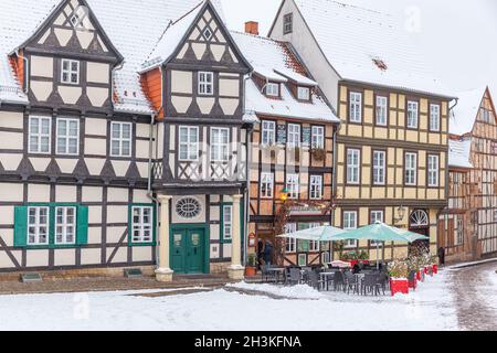 Sito del Patrimonio Mondiale Quedlinburg impressioni della Città Vecchia Foto Stock