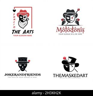 Design del logo del teschio del personaggio del mago di Modern Entertainment Illustrazione Vettoriale