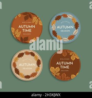 collezione vintage autumn badge disegno vettoriale Illustrazione Vettoriale