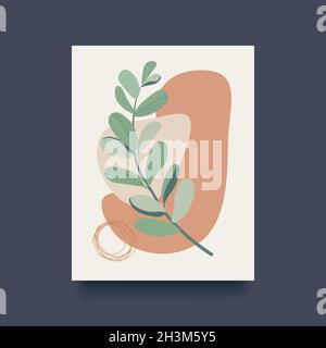 Sfondo floreale astratto con foglie. Decorazioni per pareti. Illustrazione vettoriale Illustrazione Vettoriale