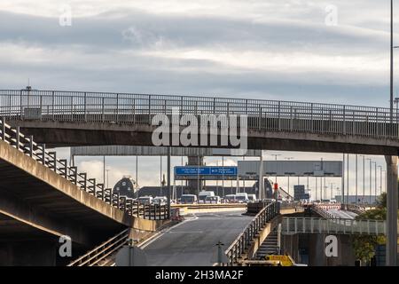 L'autostrada M8 al Kingston Bridge di Glasgow. Foto Stock