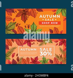 disegno a mano autunno vendita annuncio banner disegno vettoriale illustrazione Illustrazione Vettoriale