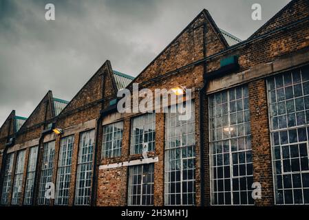 Edifici industriali, Silvertown, London Borough of Newham, Londra, Inghilterra, Regno Unito Foto Stock