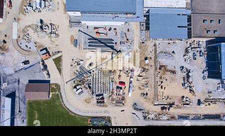 Ampia vista aerea che si affaccia direttamente sul cantiere Foto Stock