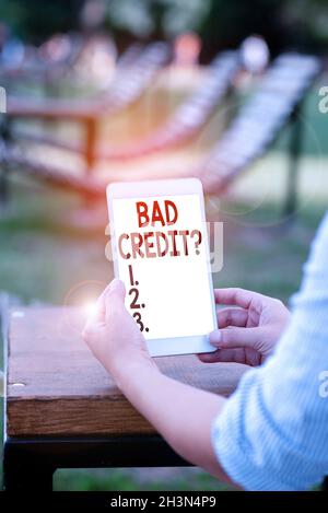 Segno di testo che mostra domanda di credito non valida. Idea di business inabilityof una persona per rimborsare un debito in tempo e in pieno Online Jobs e di lavoro in remoto Foto Stock