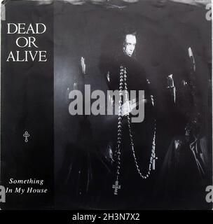 1986 Dead or Alive Something in My House Pete Burns Vinyl Single Pop Music UK Record 45 rpm 7 inch 1980 Foto Stock