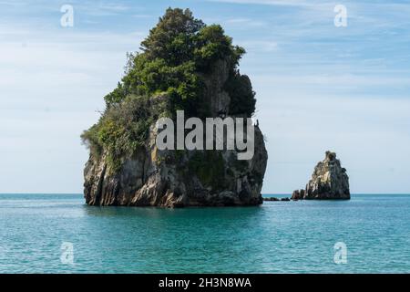 Isolarsi da Taupo Head, Golden Bay, Abel Tasman, Nuova Zelanda. Foto Stock