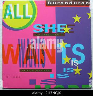 1988 tutto ciò che vuole è Duran Duran Original Vintage Vinyl Album Record Sleeve Foto Stock