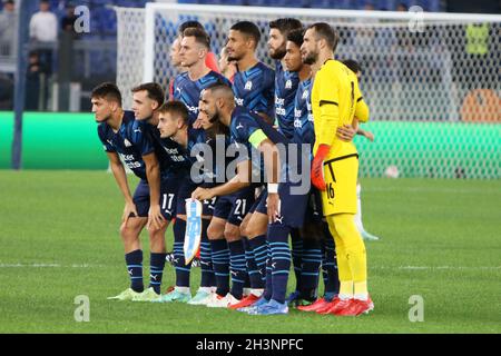 Team Olympique Marseille durante la UEFA Europa League, la partita di calcio del Gruppo e tra SS Lazio e Olympique de Marseille il 21 ottobre 2021 allo Stadio Olimpico di Roma - Photo Laurent Lairys / DPPI Foto Stock