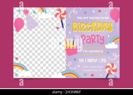 felice compleanno invito modello disegno vettoriale Illustrazione Vettoriale