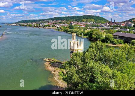 Una vista della città di Bingen am Rhein Foto Stock