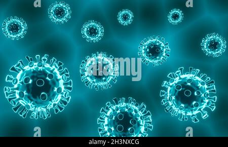 Particelle di virus SARS-COV-2, illustrazione Foto Stock