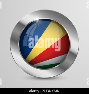 EPS10 Vector Patriotic Button con i colori della bandiera delle Seychelles. Un elemento di impatto per l'uso che si desidera fare di esso. Illustrazione Vettoriale