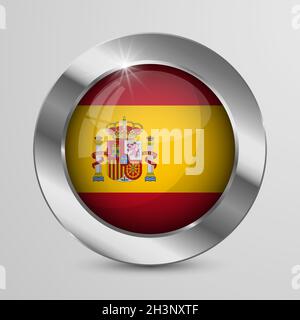 EPS10 Vector Patriotic Button con bandiere in Spagna. Un elemento di impatto per l'uso che si desidera fare di esso. Illustrazione Vettoriale