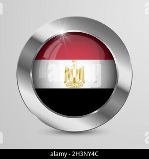 EPS10 Vector Patriotic Button con i colori della bandiera egiziana. Un elemento di impatto per l'uso che si desidera fare di esso. Illustrazione Vettoriale