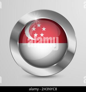 EPS10 Vector Patriotic Button con bandiere di Singapore. Un elemento di impatto per l'uso che si desidera fare di esso. Illustrazione Vettoriale