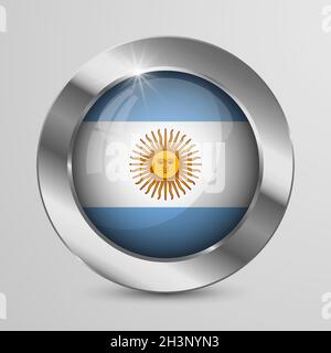 EPS10 Vector Patriotic Button con bandiere argentine. Un elemento di impatto per l'uso che si desidera fare di esso. Illustrazione Vettoriale