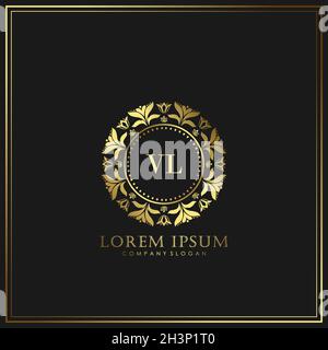 Modello di logo VL Initial Letter Luxury in Vector per ristoranti, royalty, boutique, caffè, hotel, Araldica, Gioielli, Moda e altri vettori illustrat Illustrazione Vettoriale