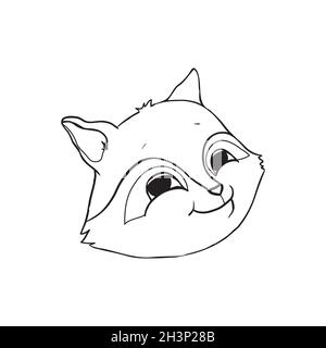 Illustrazione del vettore facciale di Raccoon. Testa di Raccoon isolato su sfondo bianco Illustrazione Vettoriale