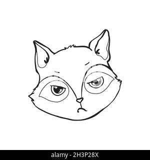 Illustrazione del vettore facciale di Raccoon. Testa di Raccoon isolato su sfondo bianco Illustrazione Vettoriale